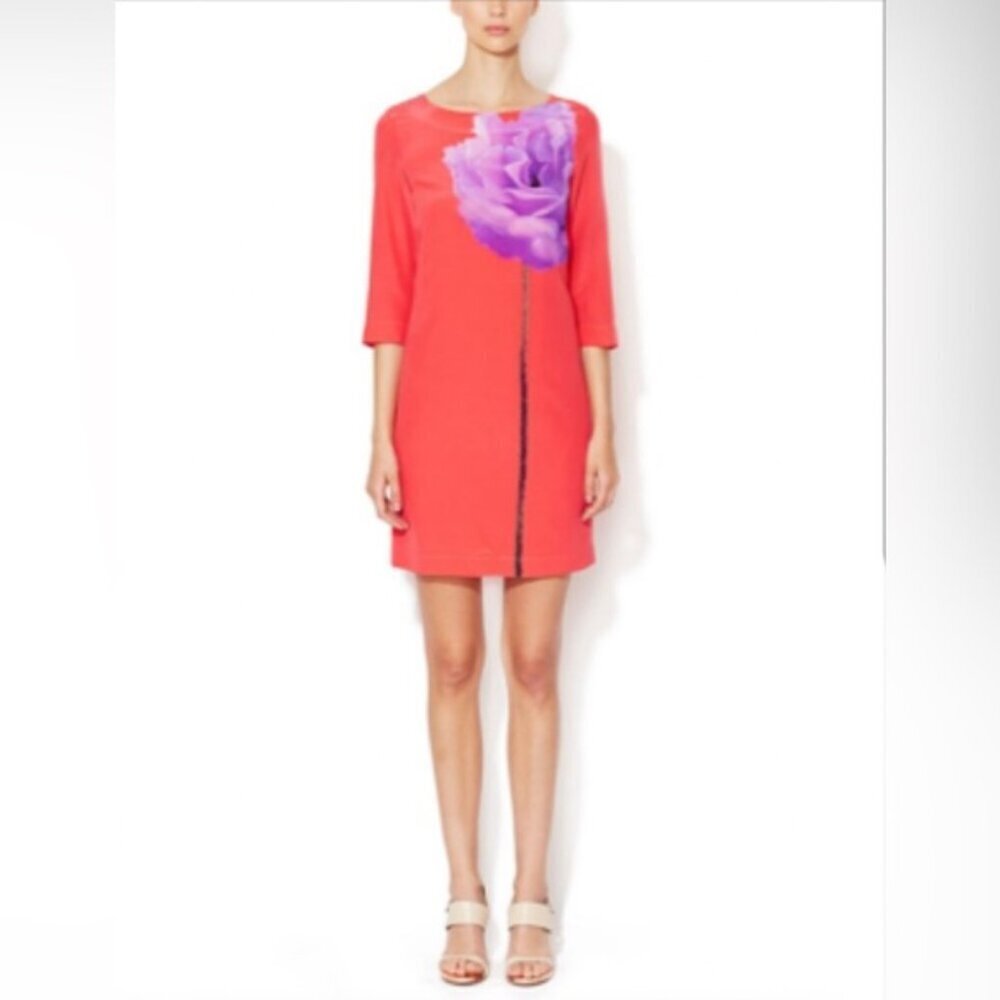 ❌❌SOLD❌❌ESCADA silk Dareen graphic coral  shift dress 38 medium